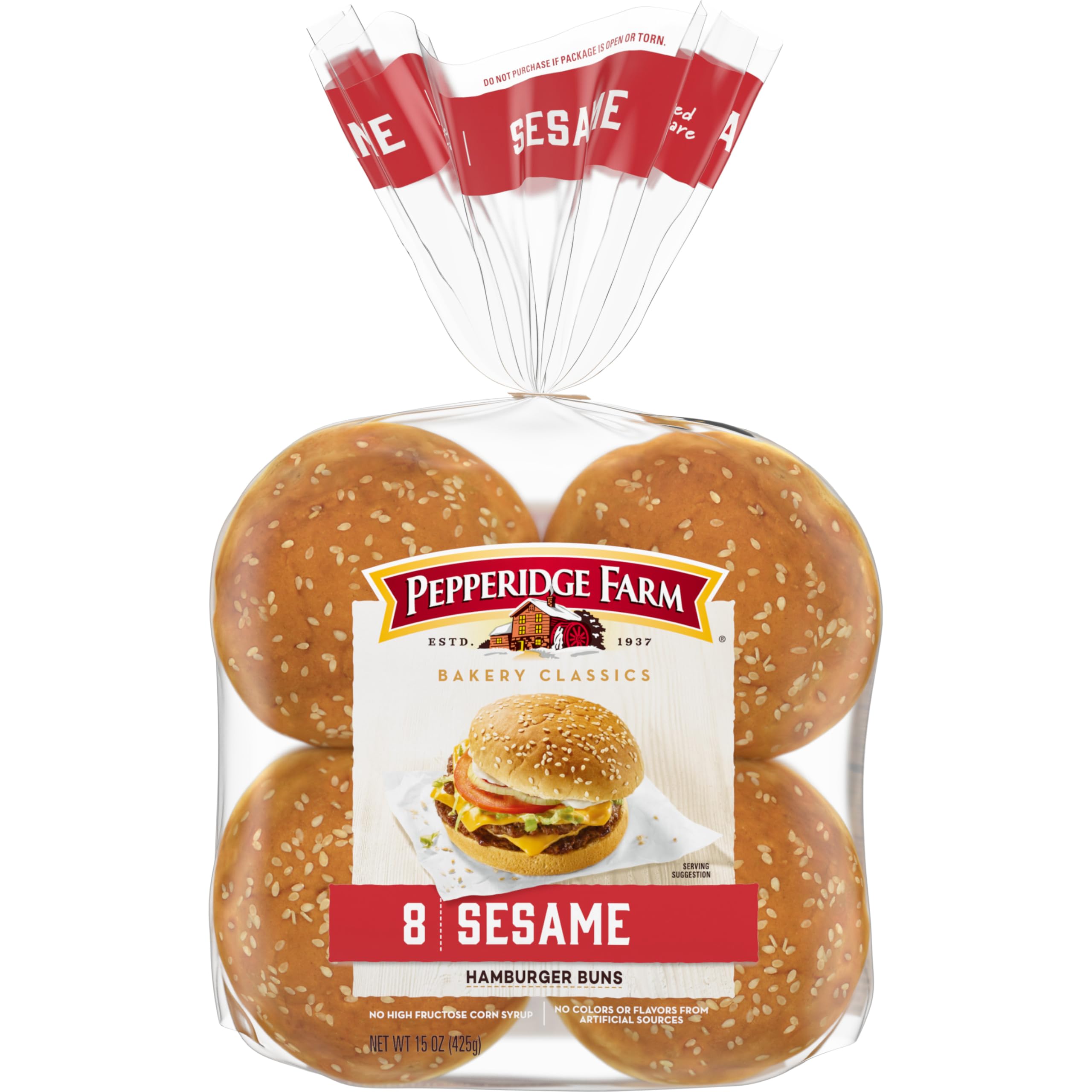 Amazon.com: Pepperidge Farm Sesame Topped Hamburger Buns, 8-Pack